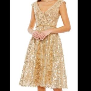 Gold Sequined Mac Duggal Dress